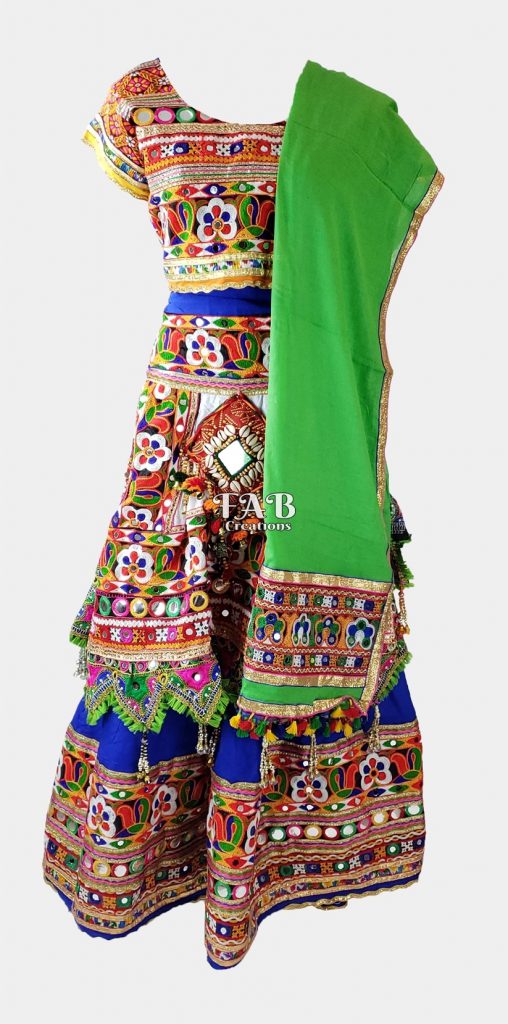 Ladies – Beautiful 2 Layer Chaniya Choli – Blue / Green – Fab creations